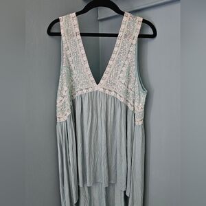 POL Womens Blue Vneck Tank With Lace An Sequin